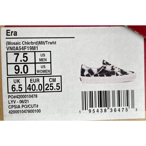 NWT Vans Era Mosaic Checkerboard Multi True White Size M7.5 W9.0 VN0A54F19M1 - Picture 8 of 8